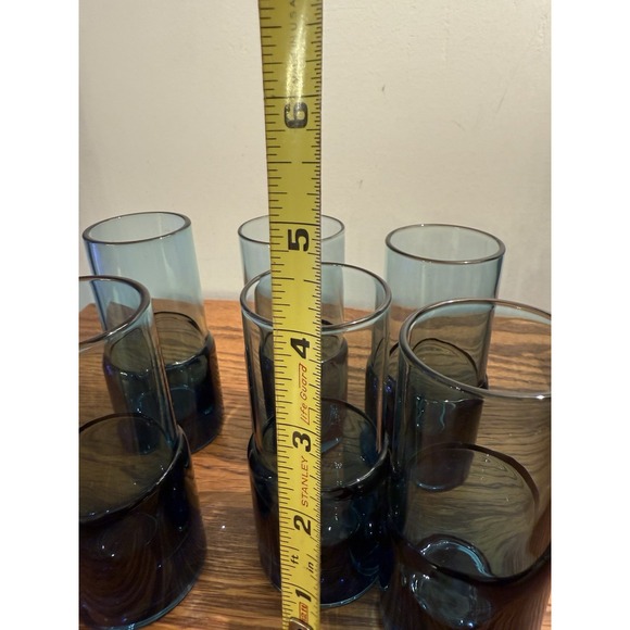 Pier 1 RETIRED Blue Glass Hand‎ Blown Double Dipped Shot/Cordial Glasses Barware - Picture 3 of 5